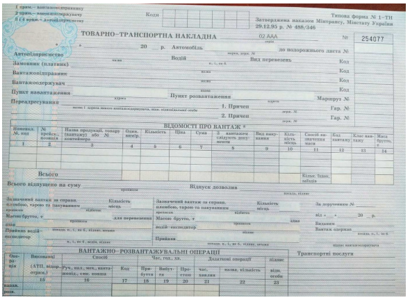 Бланк Товарно-Транспортна накладна, А4, 100 арк(25х4)